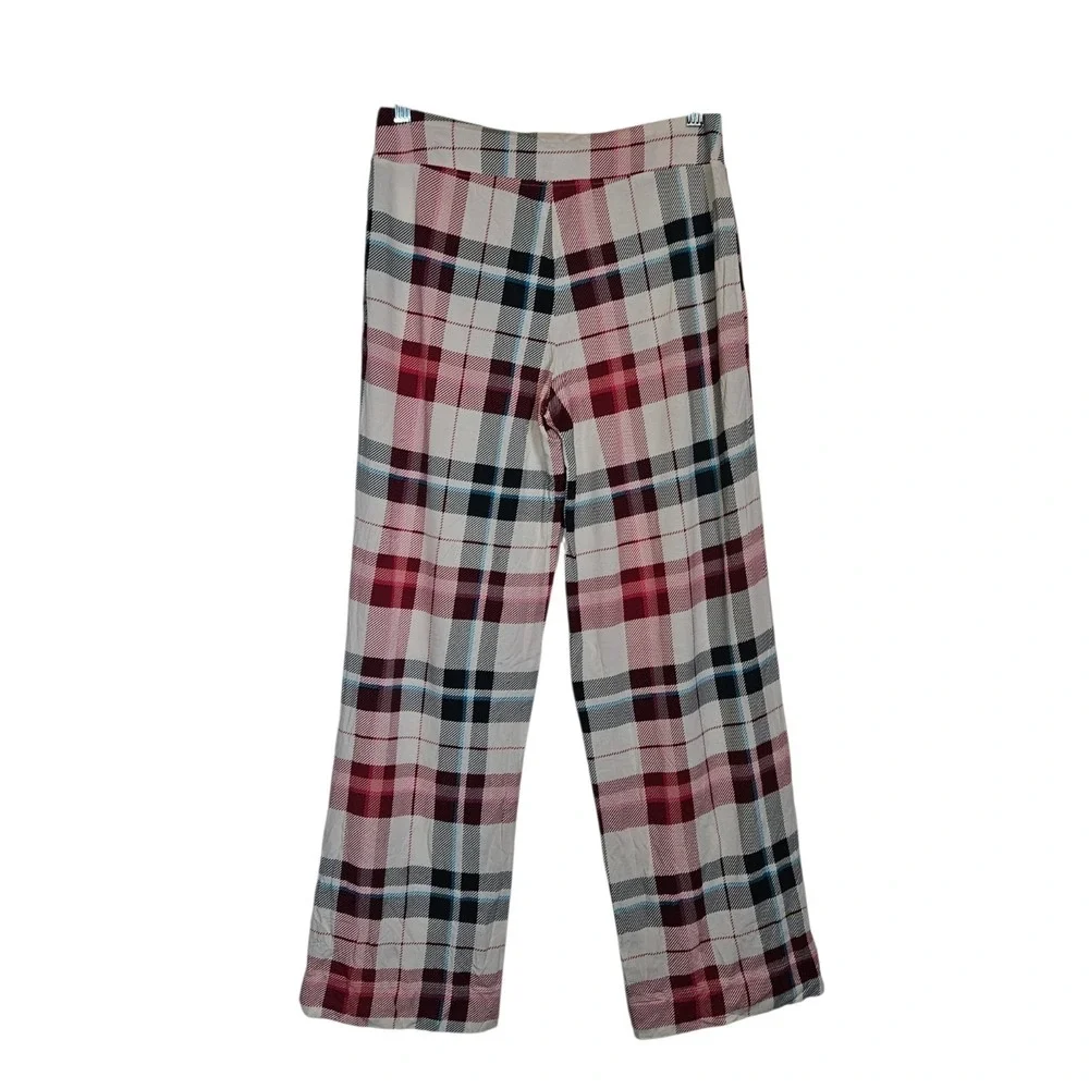 Soma Cool Nights Pajama Set XS Plaid Pants Red Short Sleeve Pockets Soft Stretch